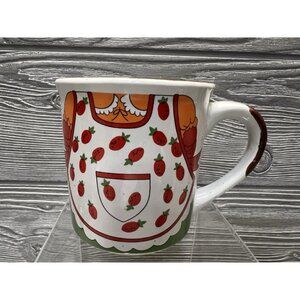 Vintage Strawberry Interpur Apron Coffe Tea Mug Cup Retro Korea 3.5”